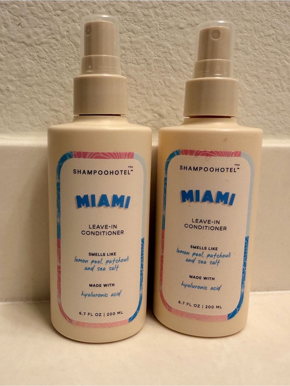 Shampoohotel Miami Leave-In Conditioner Spray Lot of 2 6.7oz Hyaluronic Acid